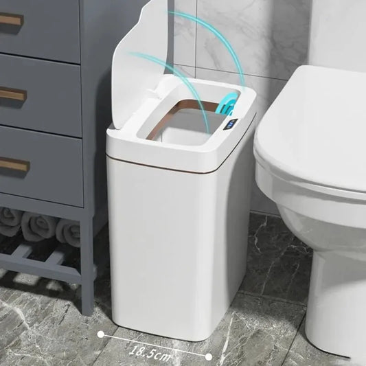 15/18L Smart Sensor Trash Can Garbage Bucket Waterproof Narrow Seam Automatic Trash Bin Wastebasket for Kitchen Toilet Bedroom