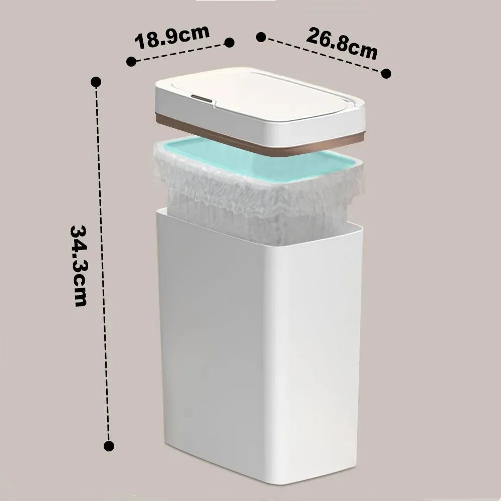 15/18L Smart Sensor Trash Can Garbage Bucket Waterproof Narrow Seam Automatic Trash Bin Wastebasket for Kitchen Toilet Bedroom