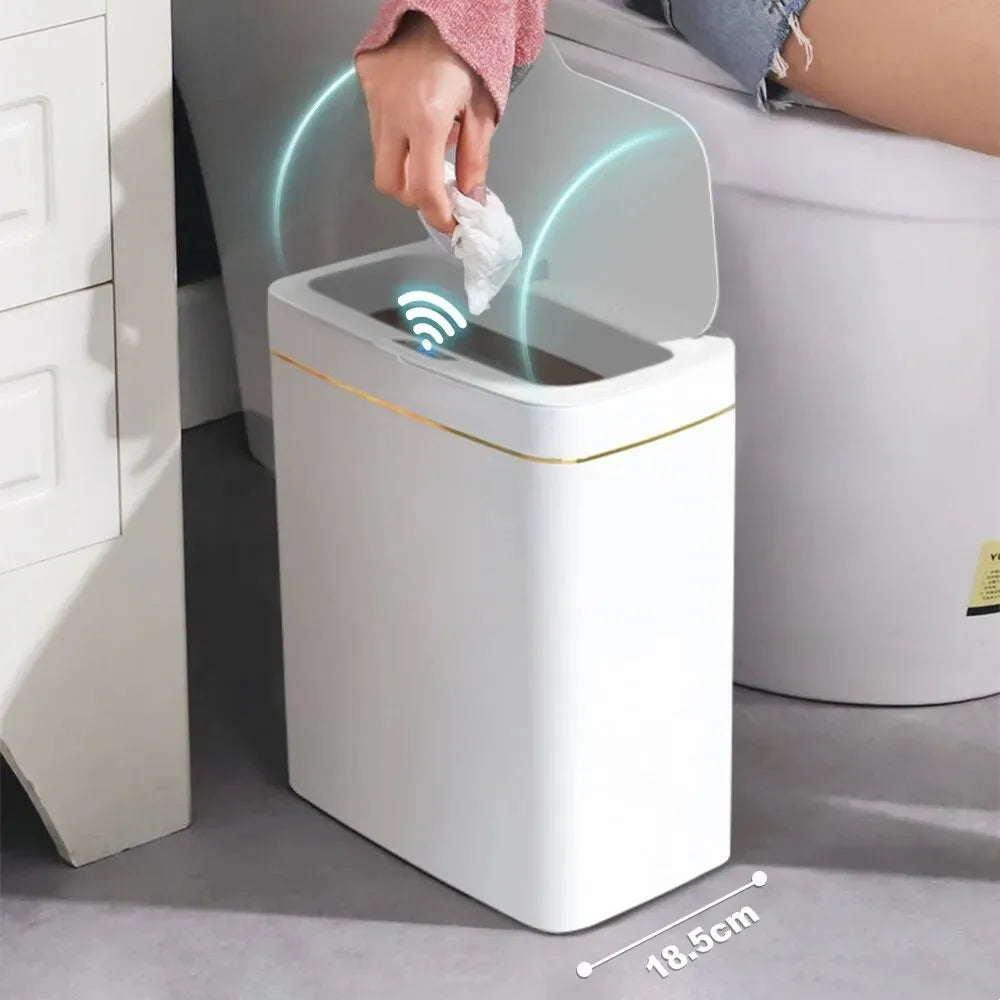 15/18L Smart Sensor Trash Can Garbage Bucket Waterproof Narrow Seam Automatic Trash Bin Wastebasket for Kitchen Toilet Bedroom