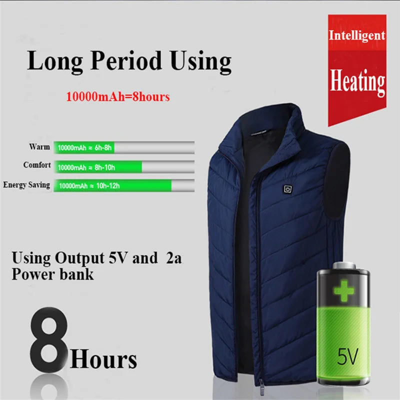 17/13/9 Areas Heated Vest Men Women Electric Heating Vest Usb Heated Jacket Heated Vest Bodywarmer Heated Down Jacket  Winter