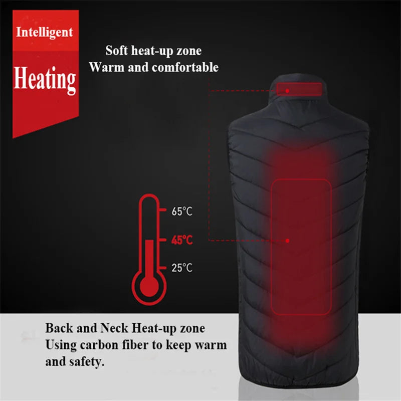 17/13/9 Areas Heated Vest Men Women Electric Heating Vest Usb Heated Jacket Heated Vest Bodywarmer Heated Down Jacket  Winter