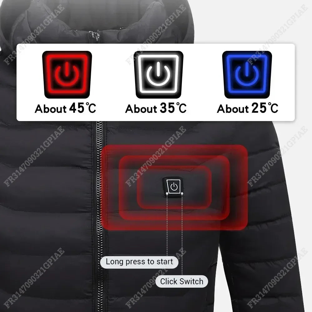 21 Areas Heated Jacket Men Warm Vest USB Self Heating Jacket Women Heated Coat Ski Camping Hiking Winter Cotton Clothes Washed