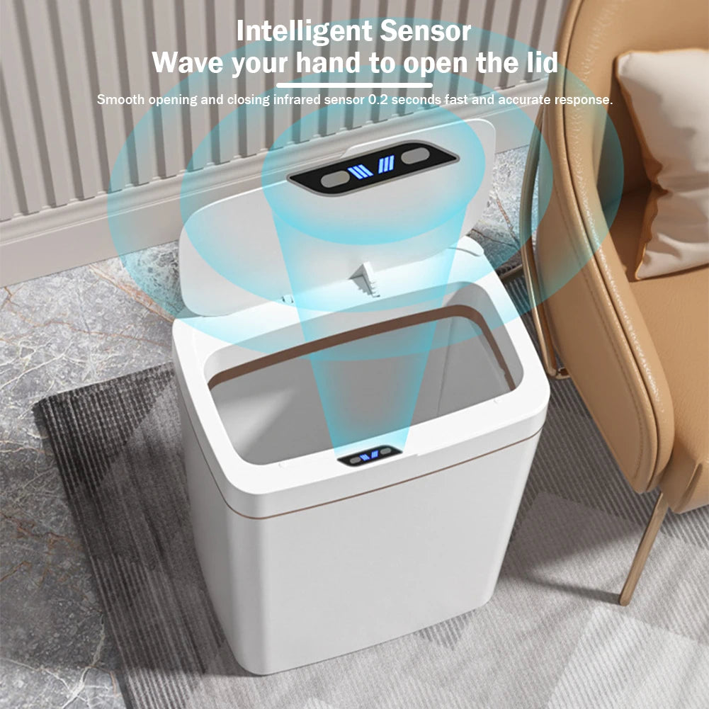 15/18L Smart Sensor Trash Can Garbage Bucket Waterproof Narrow Seam Automatic Trash Bin Wastebasket for Kitchen Toilet Bedroom