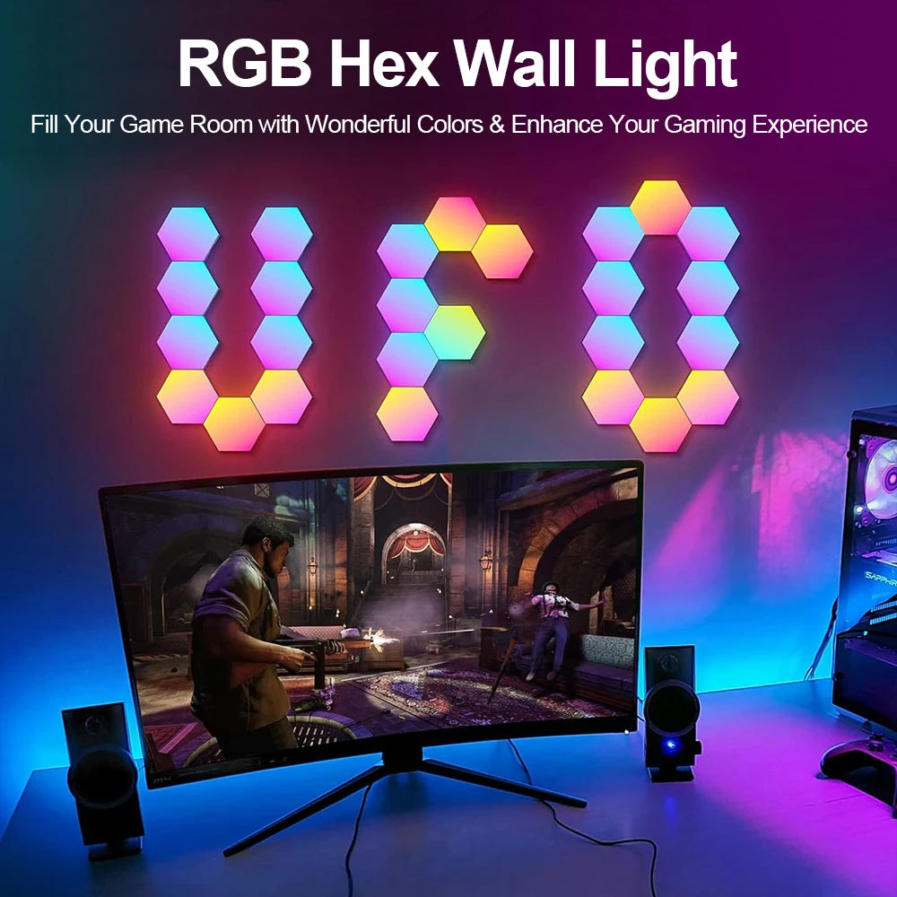 20/12/8/3 Pack Hexagon Lights Wall RGB Panel Smart APP Hexagonal Modular Gaming Lights Night  Music Sync Honeycomb Light Bedroom