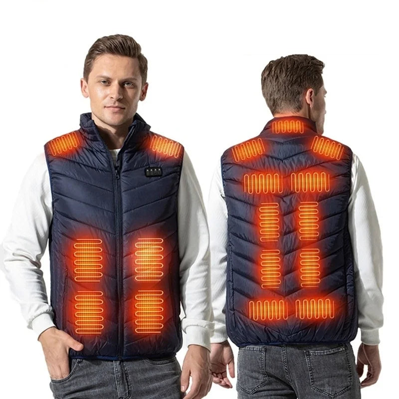 17/13/9 Areas Heated Vest Men Women Electric Heating Vest Usb Heated Jacket Heated Vest Bodywarmer Heated Down Jacket  Winter