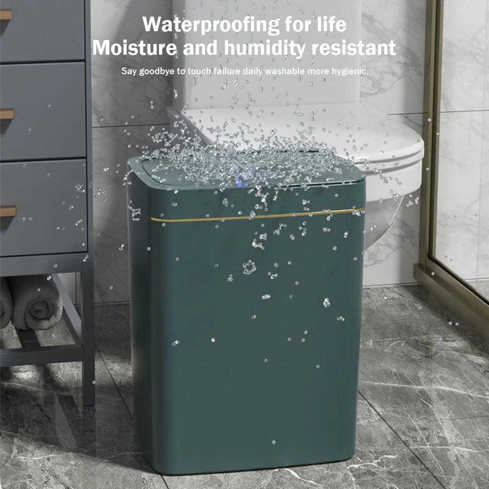 15/18L Smart Sensor Trash Can Garbage Bucket Waterproof Narrow Seam Automatic Trash Bin Wastebasket for Kitchen Toilet Bedroom