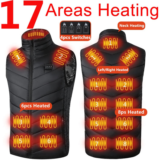 17/13/9 Areas Heated Vest Men Women Electric Heating Vest Usb Heated Jacket Heated Vest Bodywarmer Heated Down Jacket  Winter