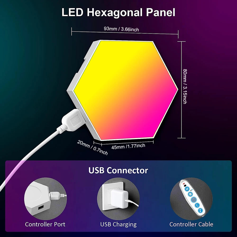 20/12/8/3 Pack Hexagon Lights Wall RGB Panel Smart APP Hexagonal Modular Gaming Lights Night  Music Sync Honeycomb Light Bedroom