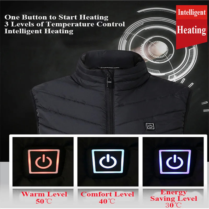 17/13/9 Areas Heated Vest Men Women Electric Heating Vest Usb Heated Jacket Heated Vest Bodywarmer Heated Down Jacket  Winter