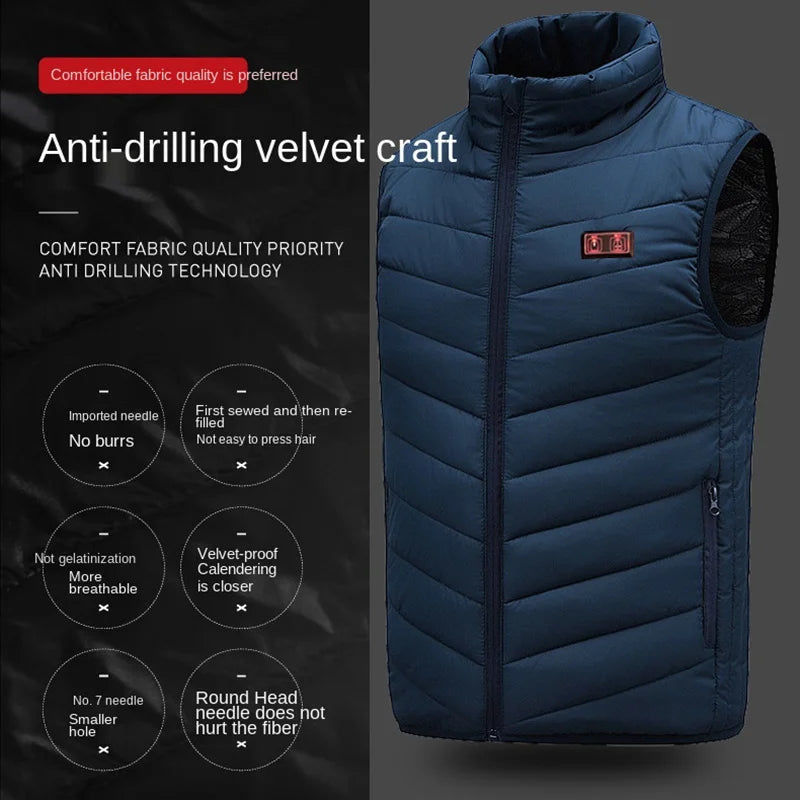 17/13/9 Areas Heated Vest Men Women Electric Heating Vest Usb Heated Jacket Heated Vest Bodywarmer Heated Down Jacket  Winter