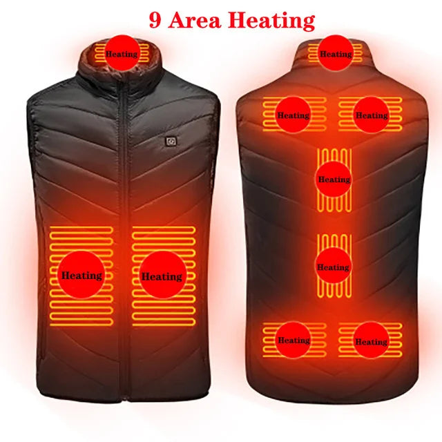 17/13/9 Areas Heated Vest Men Women Electric Heating Vest Usb Heated Jacket Heated Vest Bodywarmer Heated Down Jacket  Winter