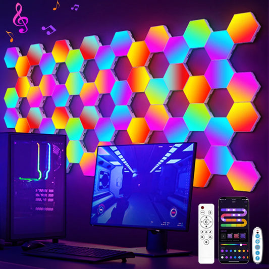 20/12/8/3 Pack Hexagon Lights Wall RGB Panel Smart APP Hexagonal Modular Gaming Lights Night  Music Sync Honeycomb Light Bedroom